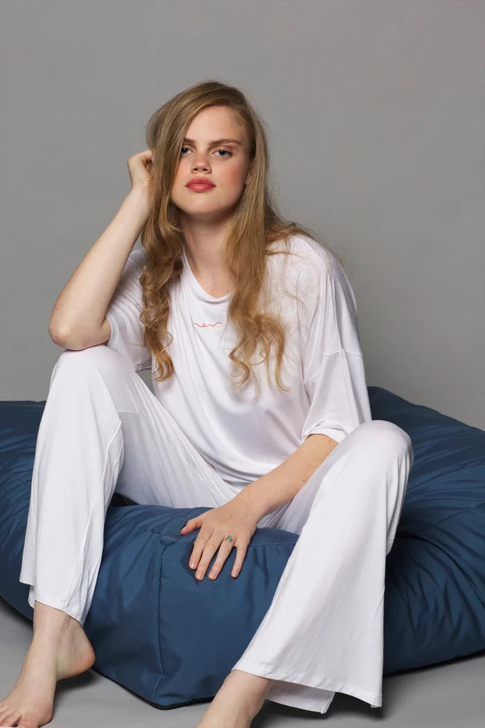 Unisex Bamboo Lounge Pants | White