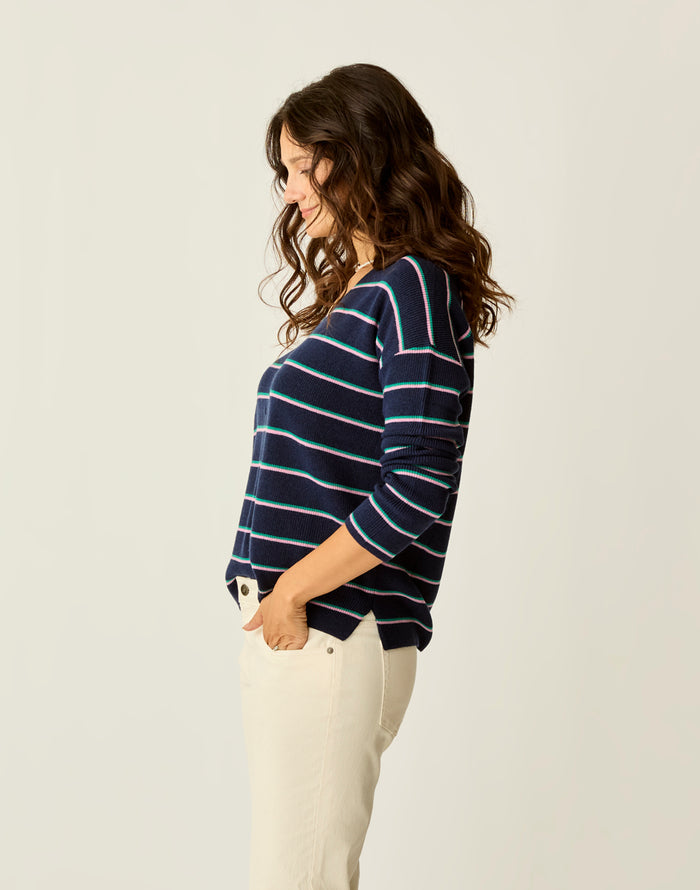 Zella Merino Sweater: Navy Stripe