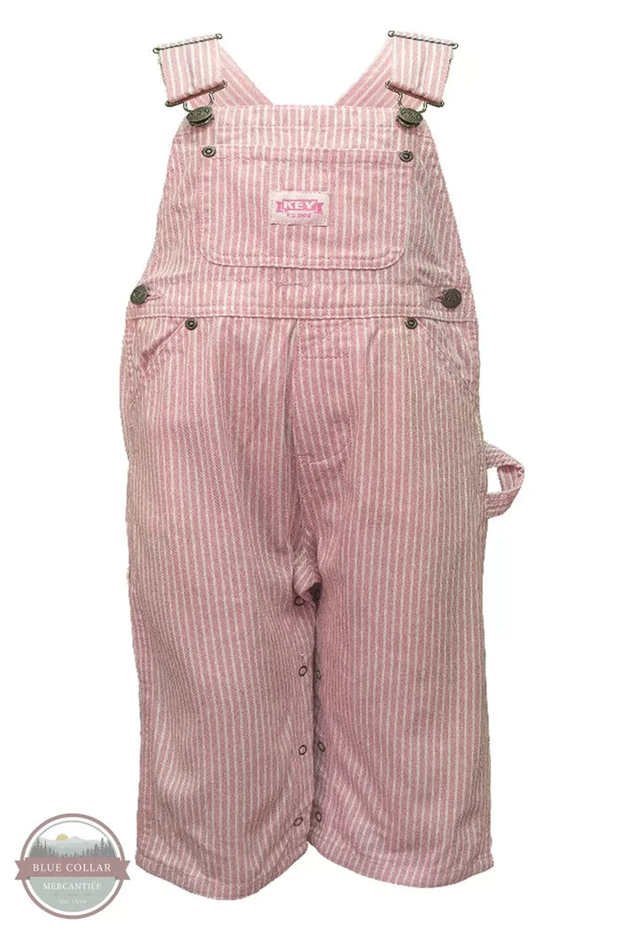 Key 223.68 Infant Bib Overalls in Pink & White Front View