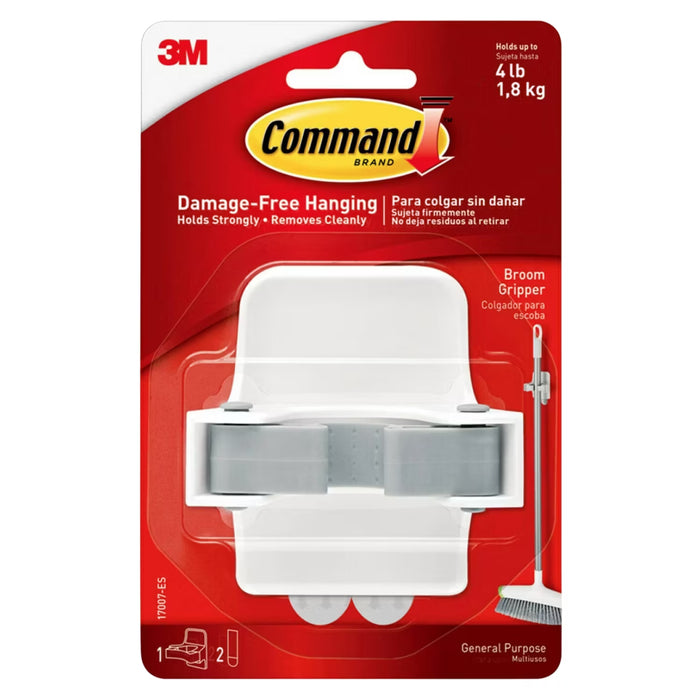 3M Command Broom Gripper White Adhesive Wall Mount Broom & Mop Holder 4 lb Capacity - 12 Pack