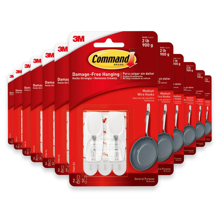 3M Command Medium Wire Toggle Decorative Hooks White 2 lb Capacity 2CT with 3 Adhesive Strips - 24 Pack