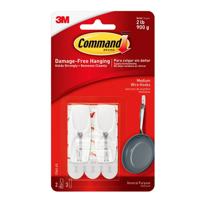 3M Command Medium Wire Toggle Decorative Hooks White 2 lb Capacity 2CT with 3 Adhesive Strips - 24 Pack
