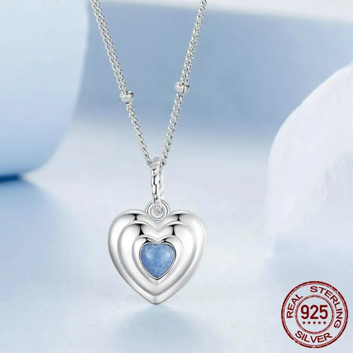 925 Sterling Silver Luminous Heart Pendant Necklace for Women Valentine's Day Gift Anniversary Fine Jewelry Gift