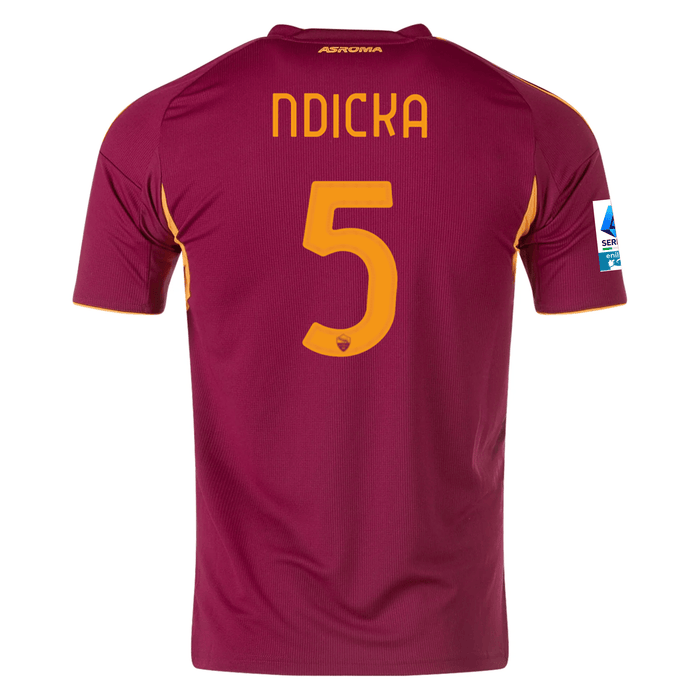 adidas Men's Roma Evan Ndicka Home Jersey w/ Serie A Patch 25/26 (Burgundy) | SoccerWearhouse