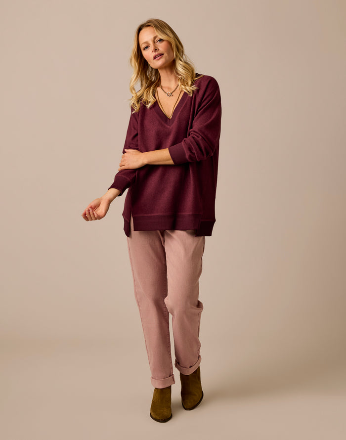 Alena Supersoft Top: Sangria Heather