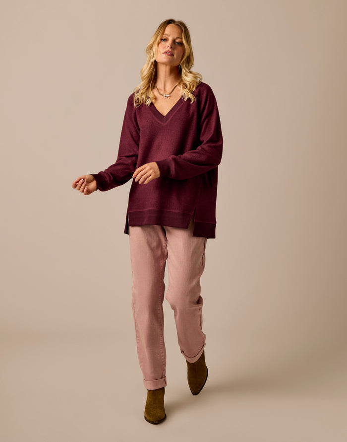 Alena Supersoft Top: Sangria Heather