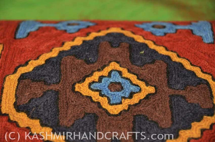 All-Seeing-Eye Tribal Wool Cushion COVER HANDEMBROIDERED - Kashmir Designs