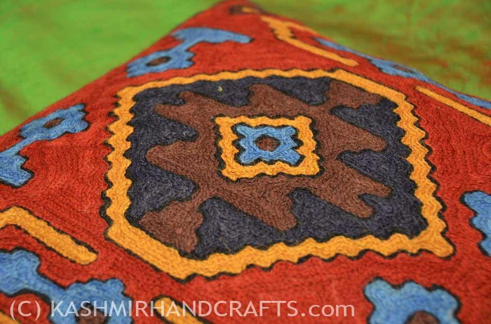 All-Seeing-Eye Tribal Wool Cushion COVER HANDEMBROIDERED - Kashmir Designs