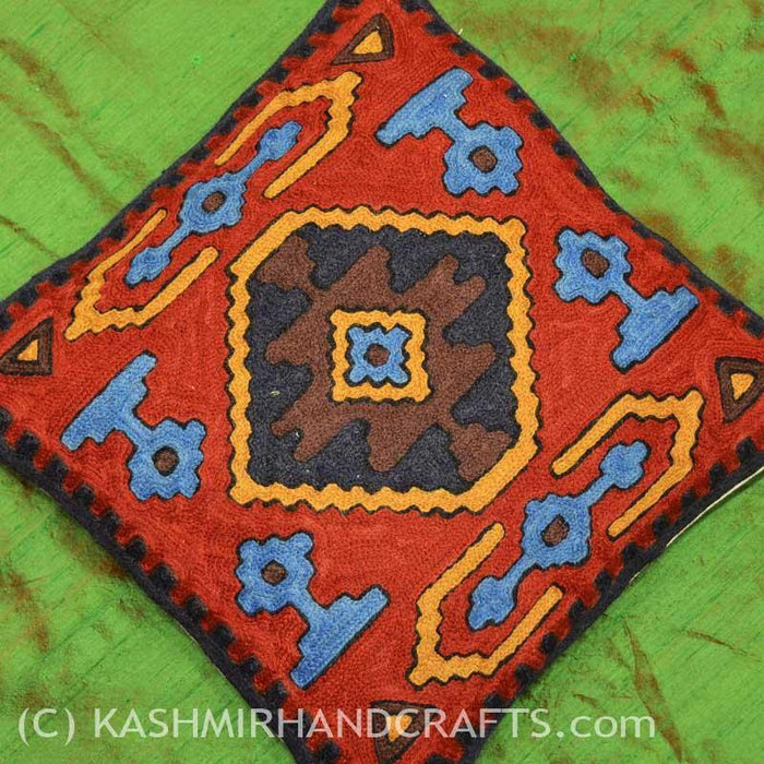 All-Seeing-Eye Tribal Wool Cushion COVER HANDEMBROIDERED - Kashmir Designs