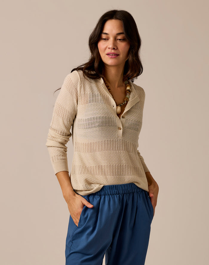 Amara Pointelle Sweater: Birch