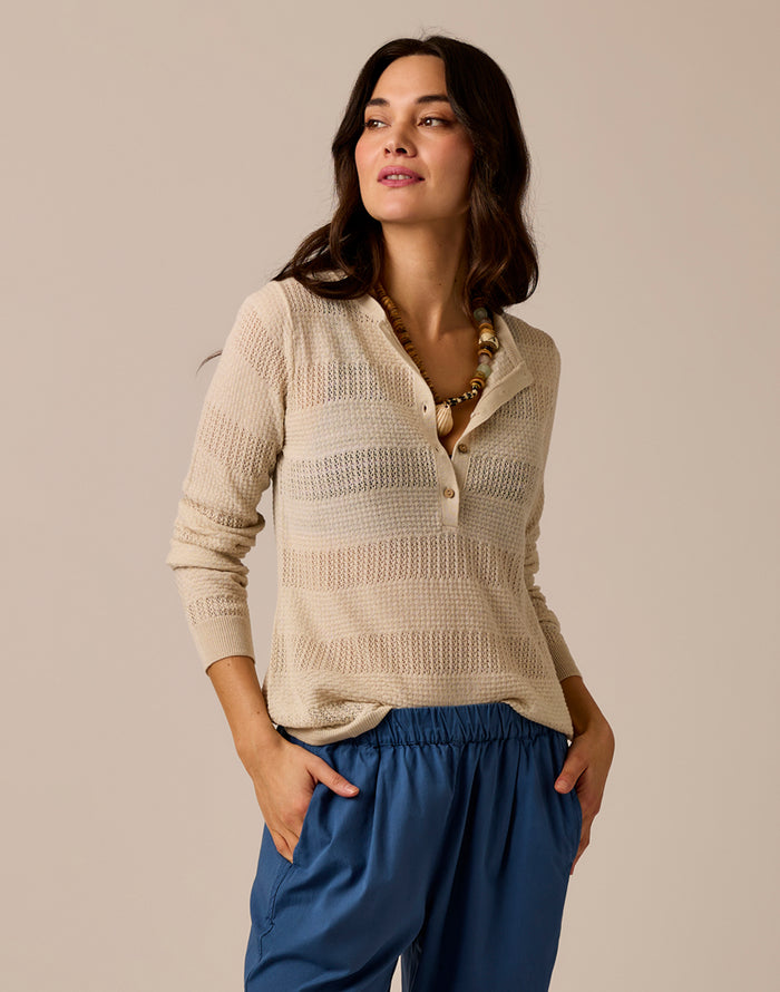Amara Pointelle Sweater: Birch