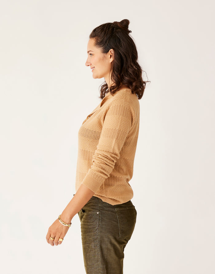 Amara Pointelle Sweater: Camel