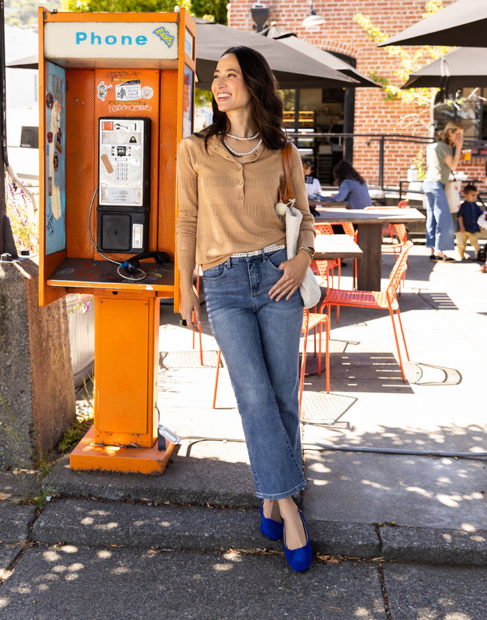 Amara Pointelle Sweater: Camel