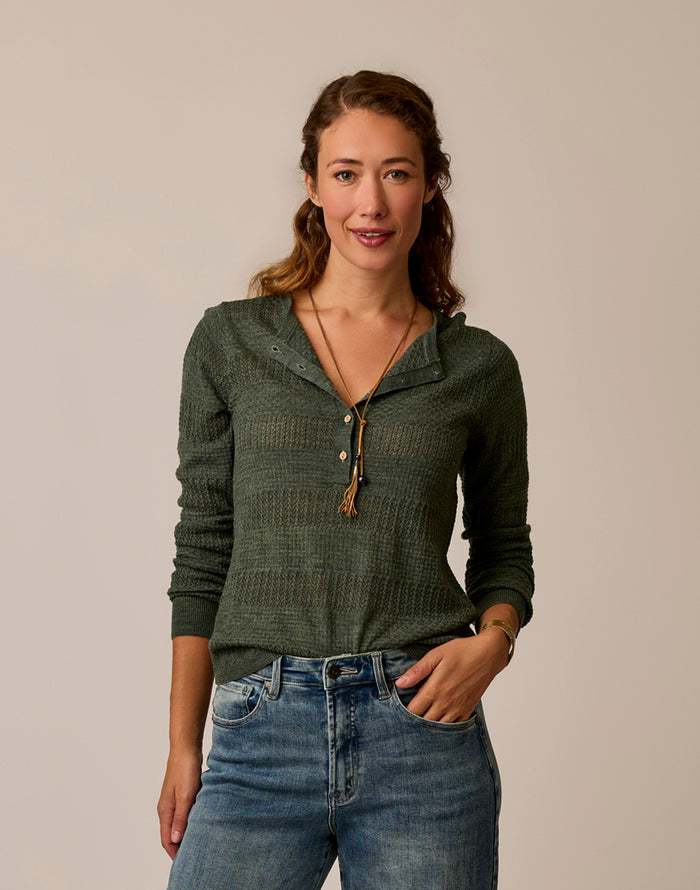 Amara Pointelle Sweater: Hazel Heather