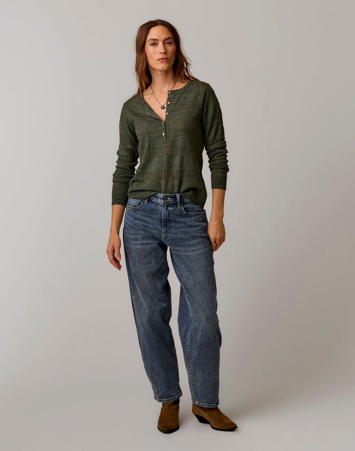 Amara Pointelle Sweater: Hazel Heather
