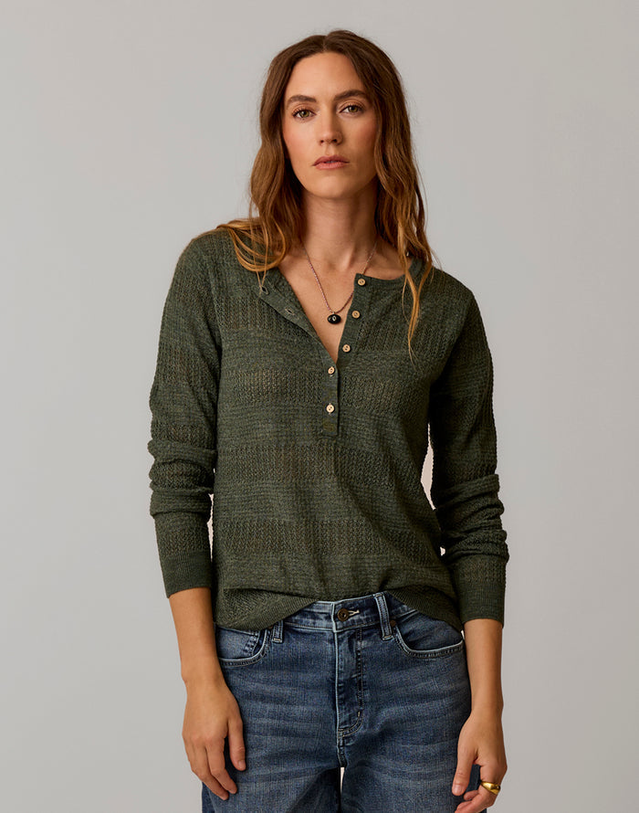 Amara Pointelle Sweater: Hazel Heather