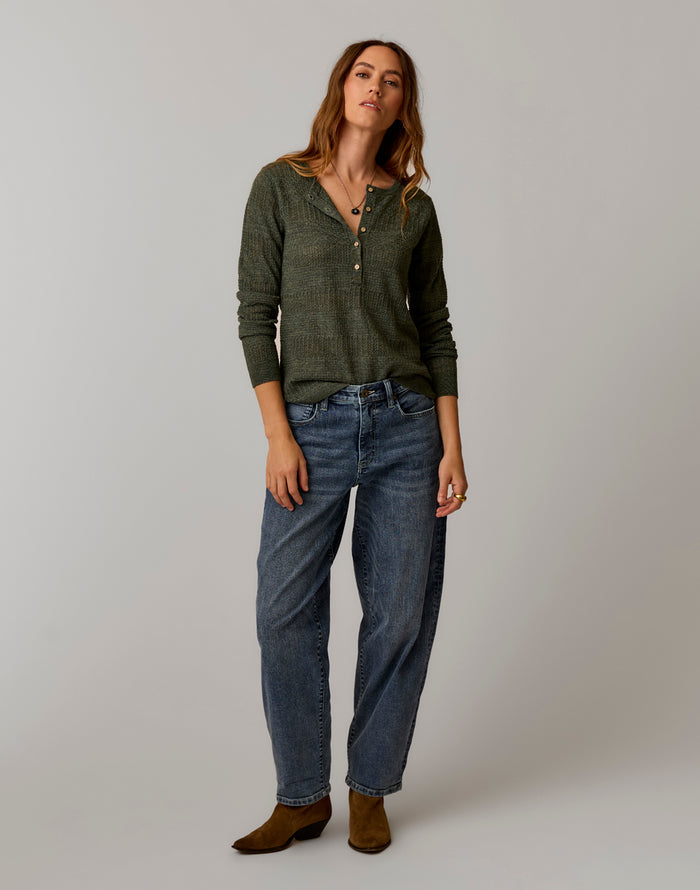 Amara Pointelle Sweater: Hazel Heather