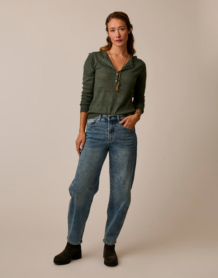 Amara Pointelle Sweater: Hazel Heather