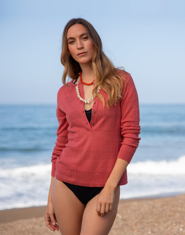 Amara Pointelle Sweater: Henna - FINAL SALE