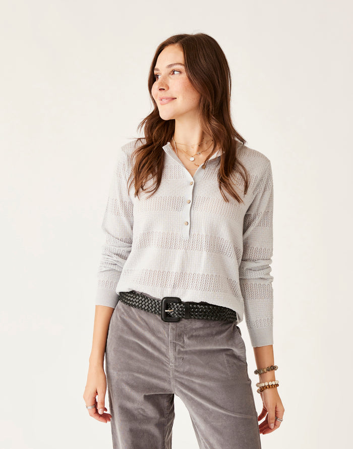 Amara Pointelle Sweater: Lt. Grey Heather - FINAL SALE