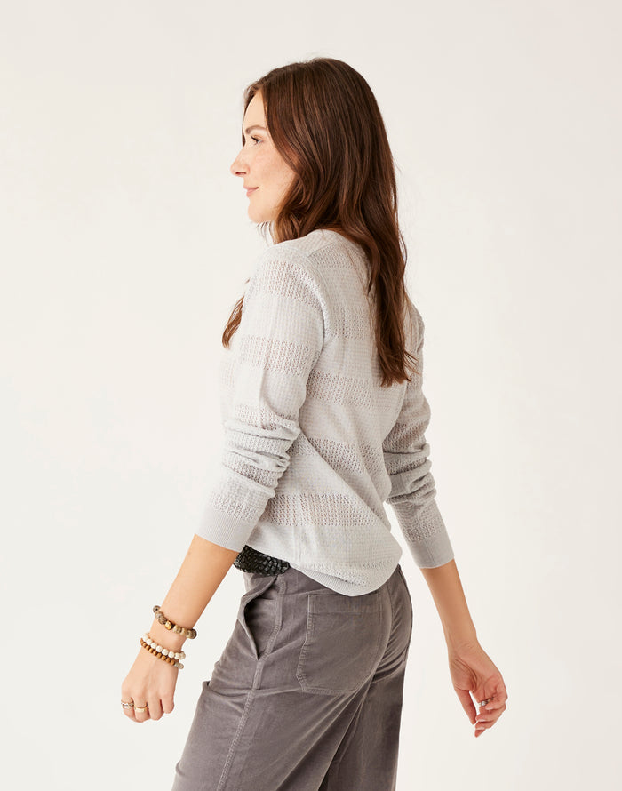 Amara Pointelle Sweater: Lt. Grey Heather - FINAL SALE