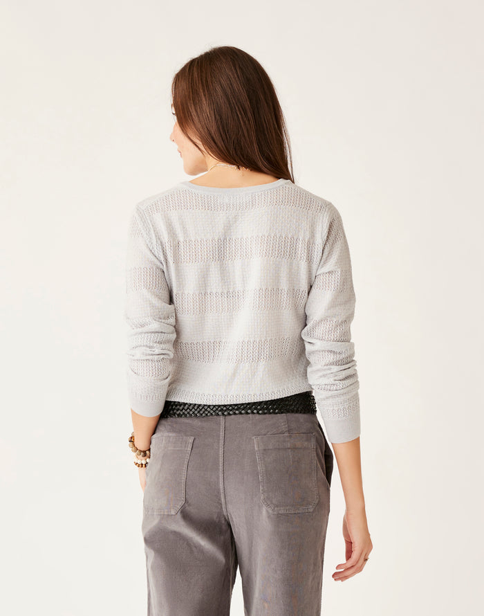 Amara Pointelle Sweater: Lt. Grey Heather - FINAL SALE