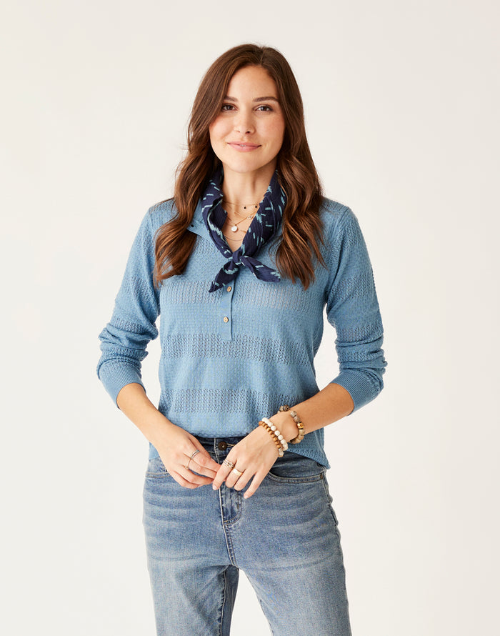 Amara Pointelle Sweater: Storm - FINAL SALE