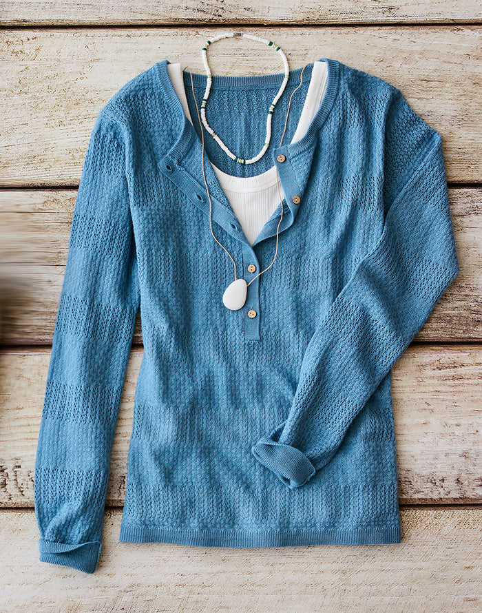 Amara Pointelle Sweater: Storm - FINAL SALE