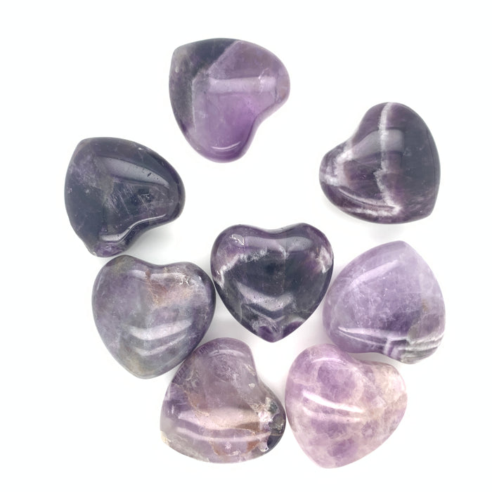 Amethyst Gemstone Carved Hearts from Brazil & Uruguay
