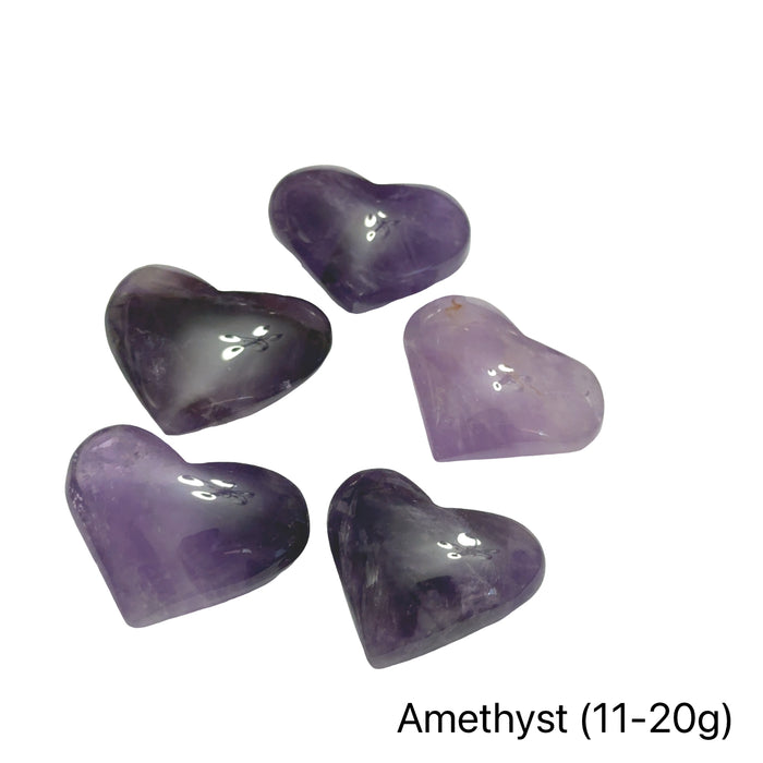 Amethyst Gemstone Carved Hearts from Brazil & Uruguay