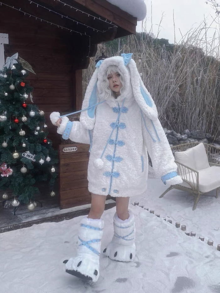 ♡ Angel Bunny Y2K Plush Coat ♡
