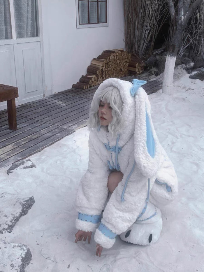 ♡ Angel Bunny Y2K Plush Coat ♡