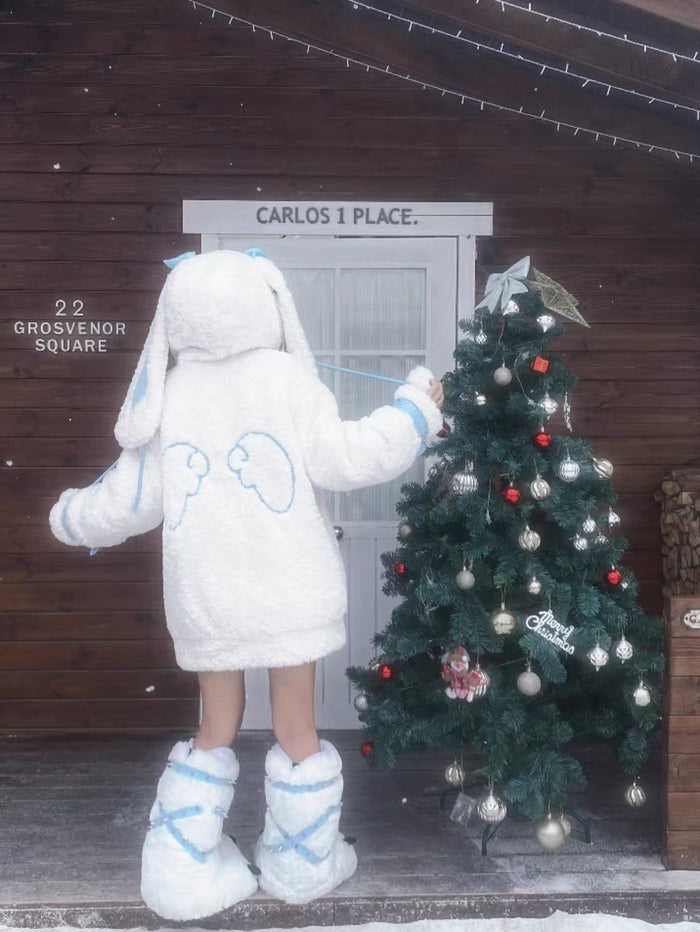♡ Angel Bunny Y2K Plush Coat ♡