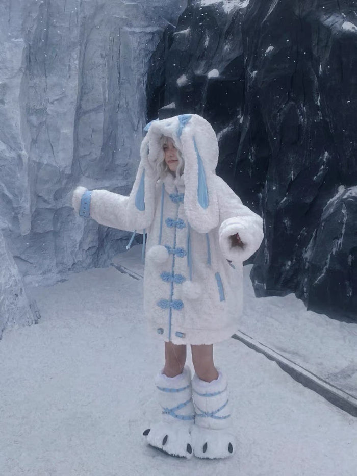 ♡ Angel Bunny Y2K Plush Coat ♡