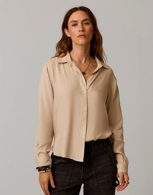 Angela Kindsilk Top: Cement - front 4