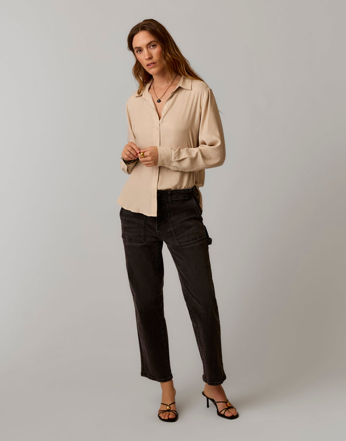 Angela Kindsilk Top: Cement - front