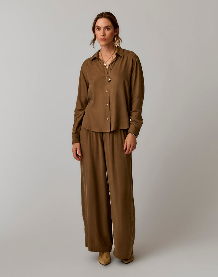 Angela Kindsilk Top: Teak - front 2