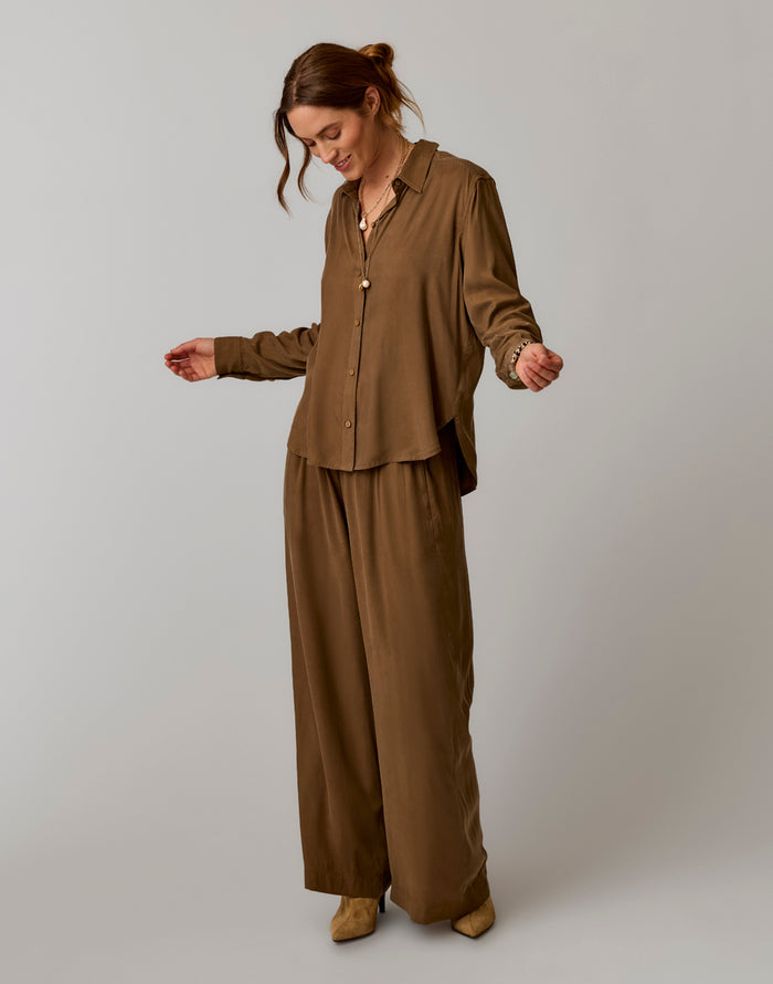 Angela Kindsilk Top: Teak - side