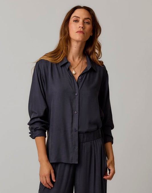 Angela Kindsilk Top: Washed Charcoal - front 2