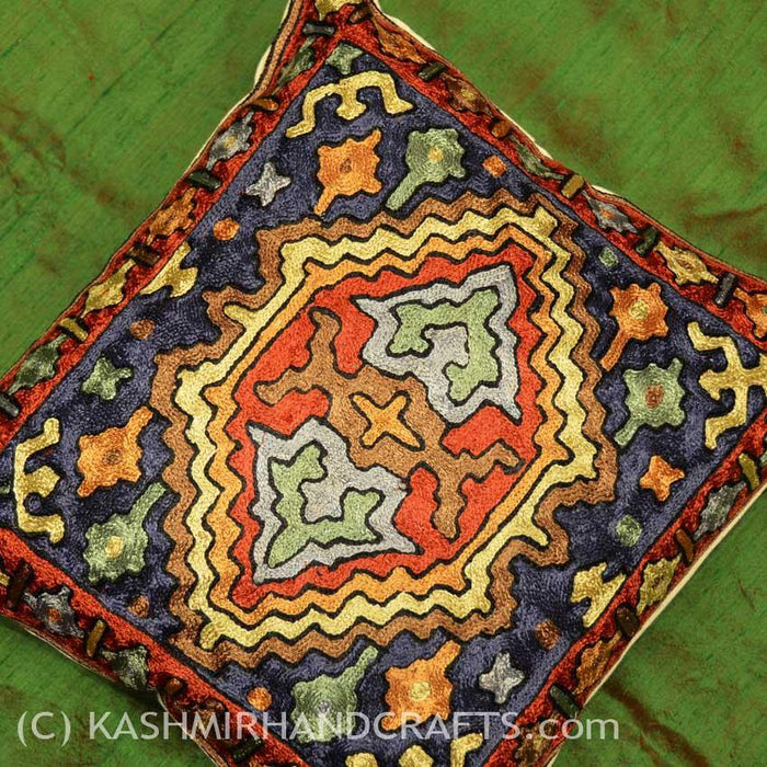 Antlered God Tribal Decorative Pillow Cover Hand Embroidered - Kashmir Designs