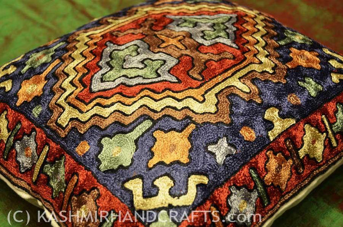 Antlered God Tribal Decorative Pillow Cover Hand Embroidered - Kashmir Designs