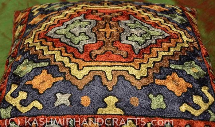 Antlered God Tribal Decorative Pillow Cover Hand Embroidered - Kashmir Designs
