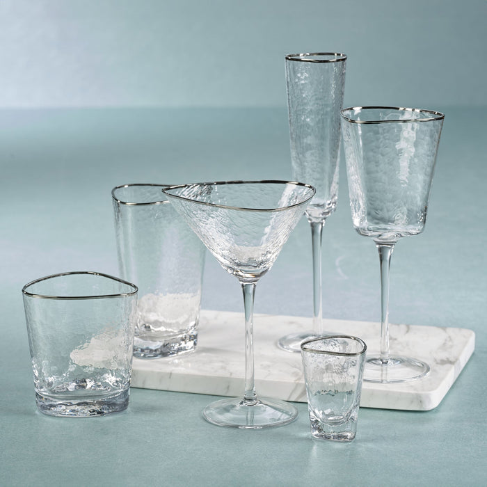 Aperitivo Triangular Glass - Clear w/ Platinum Rim - Glassware by Carlyle Avenue