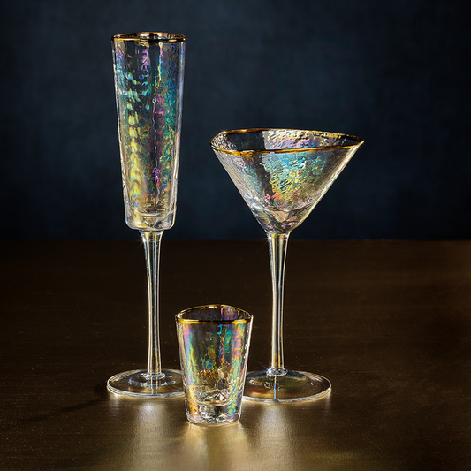 Aperitivo Triangular Stemware - Luster with Gold Rim (Single) - Drinkware by Carlyle Avenue