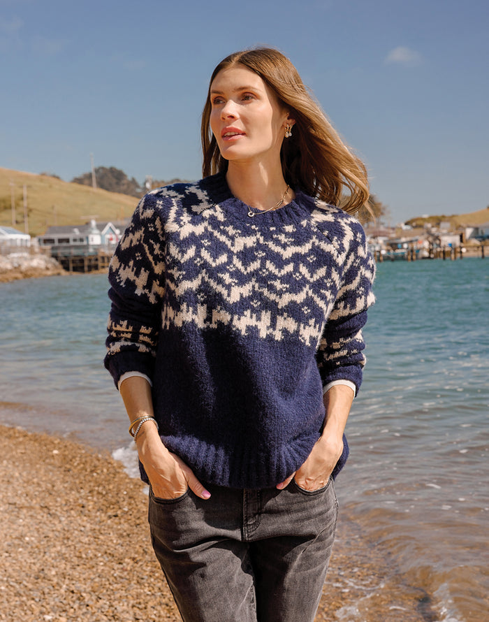 Aria Fairisle Sweater: Navy Fairisle