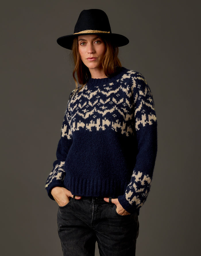 Aria Fairisle Sweater: Navy Fairisle
