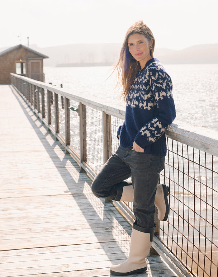 Aria Fairisle Sweater: Navy Fairisle