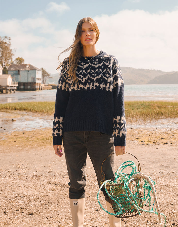 Aria Fairisle Sweater: Navy Fairisle