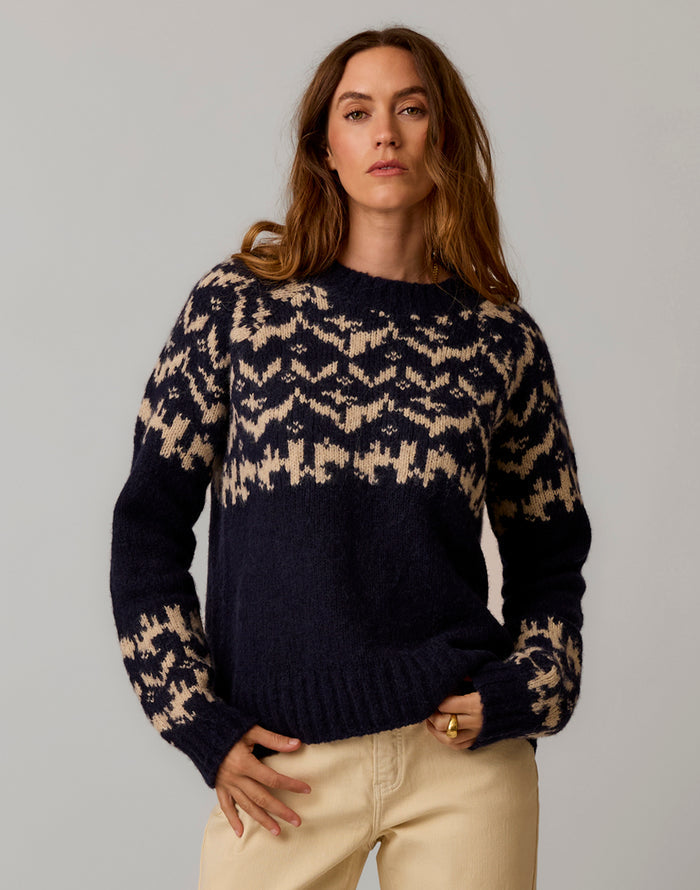 Aria Fairisle Sweater: Navy Fairisle