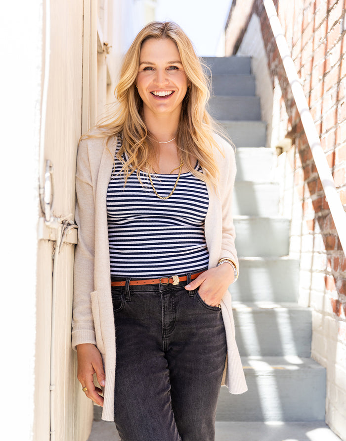Asher Rib Top: Navy Stripe - FINAL SALE